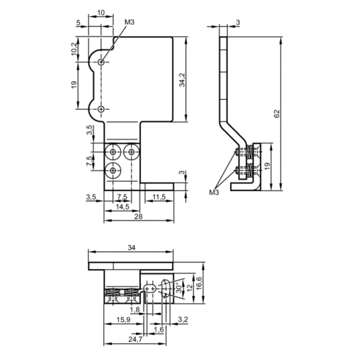 Крепеж для монтажа и тонкой юстировки лазерных датчиков E21225