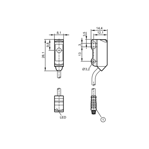 Однолучевой световой барьер - излучатель O8S201