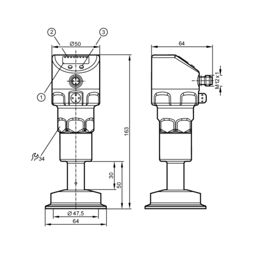 Датчик давления с дисплеем и установкой заподлицо PI2307
