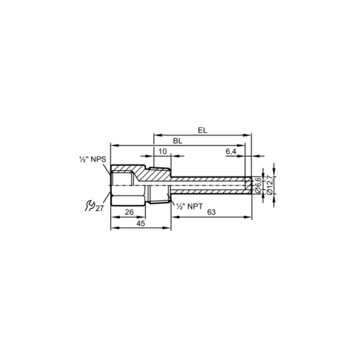 Защитная гильза с резьбой для датчиков температуры E37210