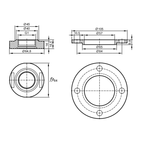 Присоединительный фитинг с фланцевым адаптером DRD E33242