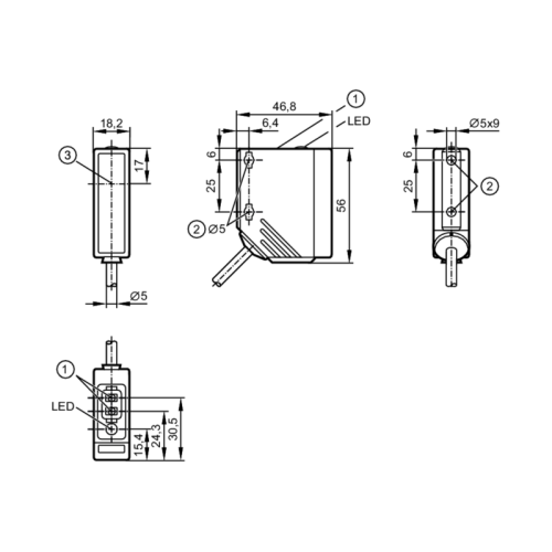 Однолучевой световой барьер - приёмник O5E501