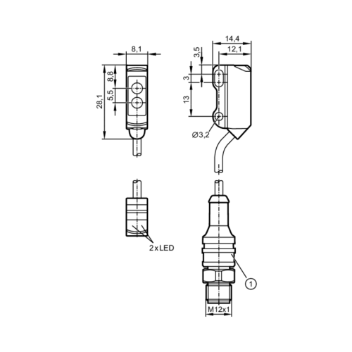 датчик диффузного отражения с функцией подавления заднего фона O8H273