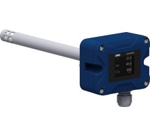 Преобразователь влажности и температуры с дополнительным модулем CO2 в канальной версии для систем отопления, вентиляции и кондиционирования воздуха JUMO hydroTRANS S30