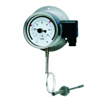 Газовый или жидкостный термометр с капилляром и микропереключателемСтрелочные газовые термометры