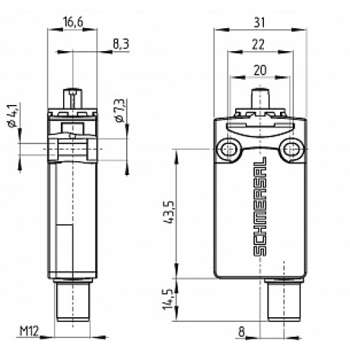Kонцевой выключатель безопасности Schmersal PS116-T03-ST-H200