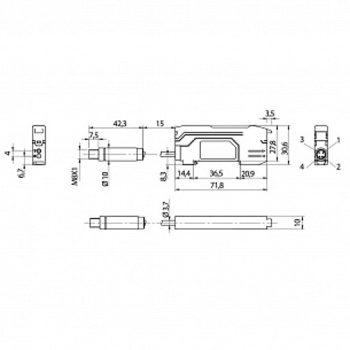 Усилитель для оптоволоконных датчиков Micro Detectors FY2/0P-0V